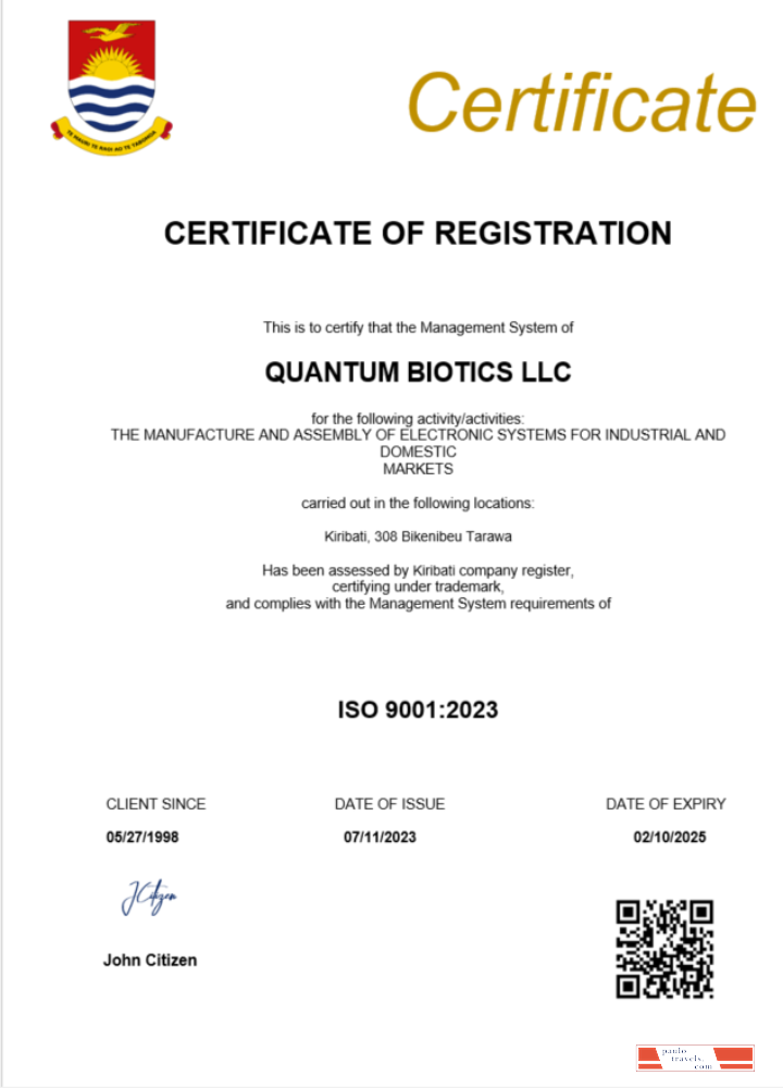 Kiribati business registration certificate Word and PDF template